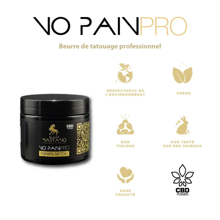 No Pain Pro – Tattoo Butter professionnel vegan au CBD – 150 mL