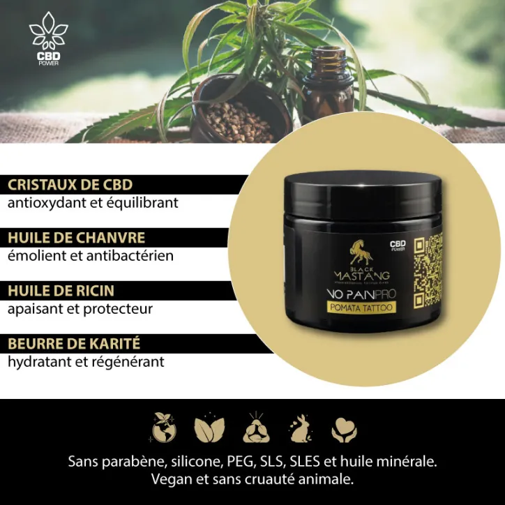 No Pain Pro – Tattoo Butter professionnel vegan au CBD – 150 mL