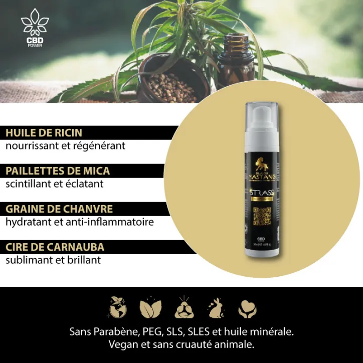 Strass – Huile scintillante pour tatouages au CBD – 50 mL